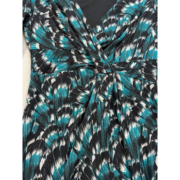 White House Black Market Womens Dress 3/4 Sleeve V-Neck Cross Front Size S Green - Picture 8 of 11